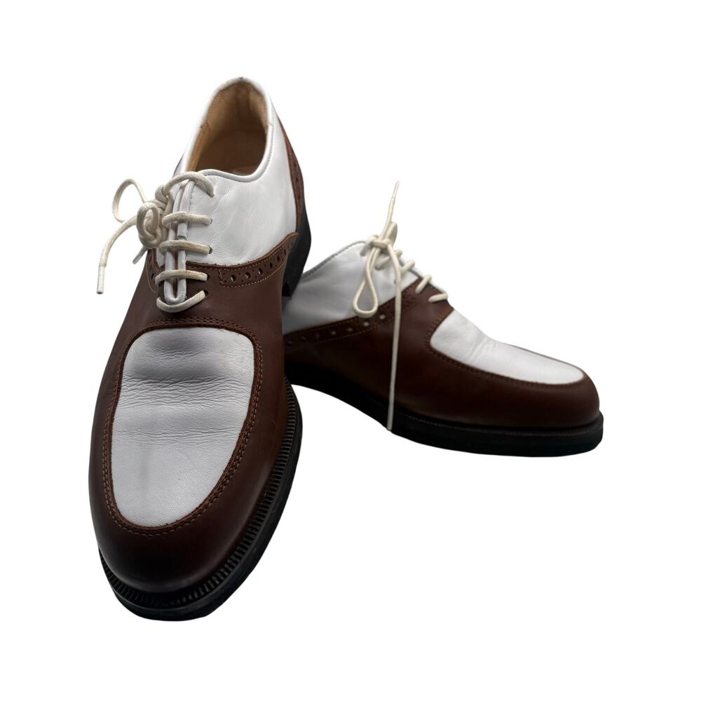 Tag Golf Cleats Vintage Two Tone Saddle Shoes 7 Brown White Leather Oxford